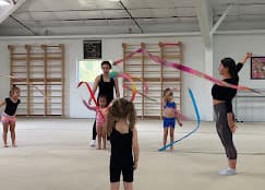 Kids practicing ribbon in studio
