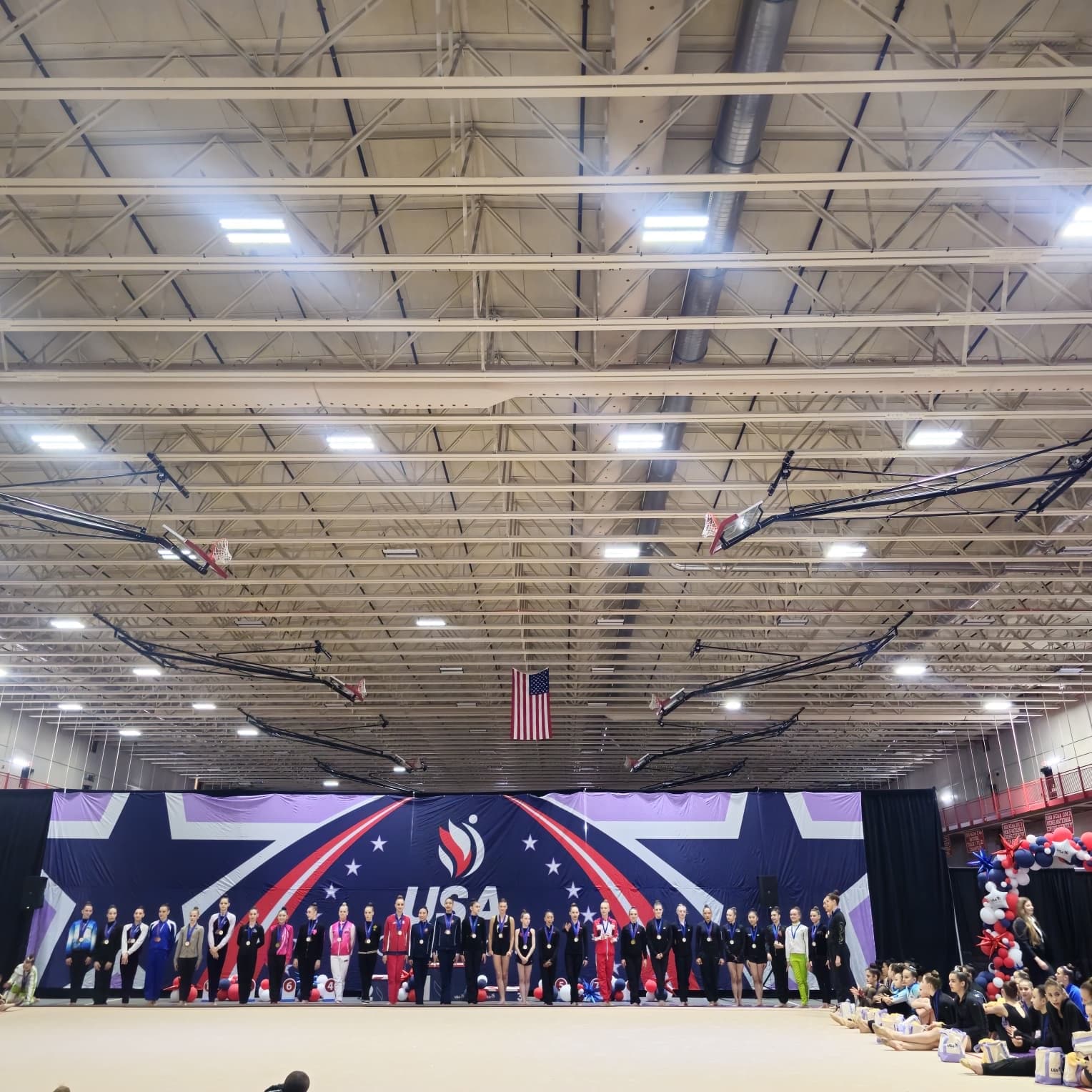 Awards ceremony at the 2026 USAG Rhythmic Elite Qualifier under the USA Championships banner
