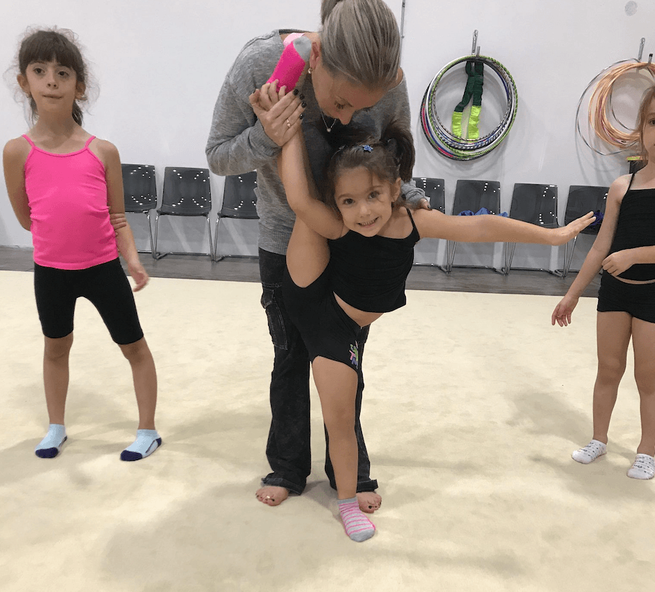 Beginners rhythmic gymnastics class